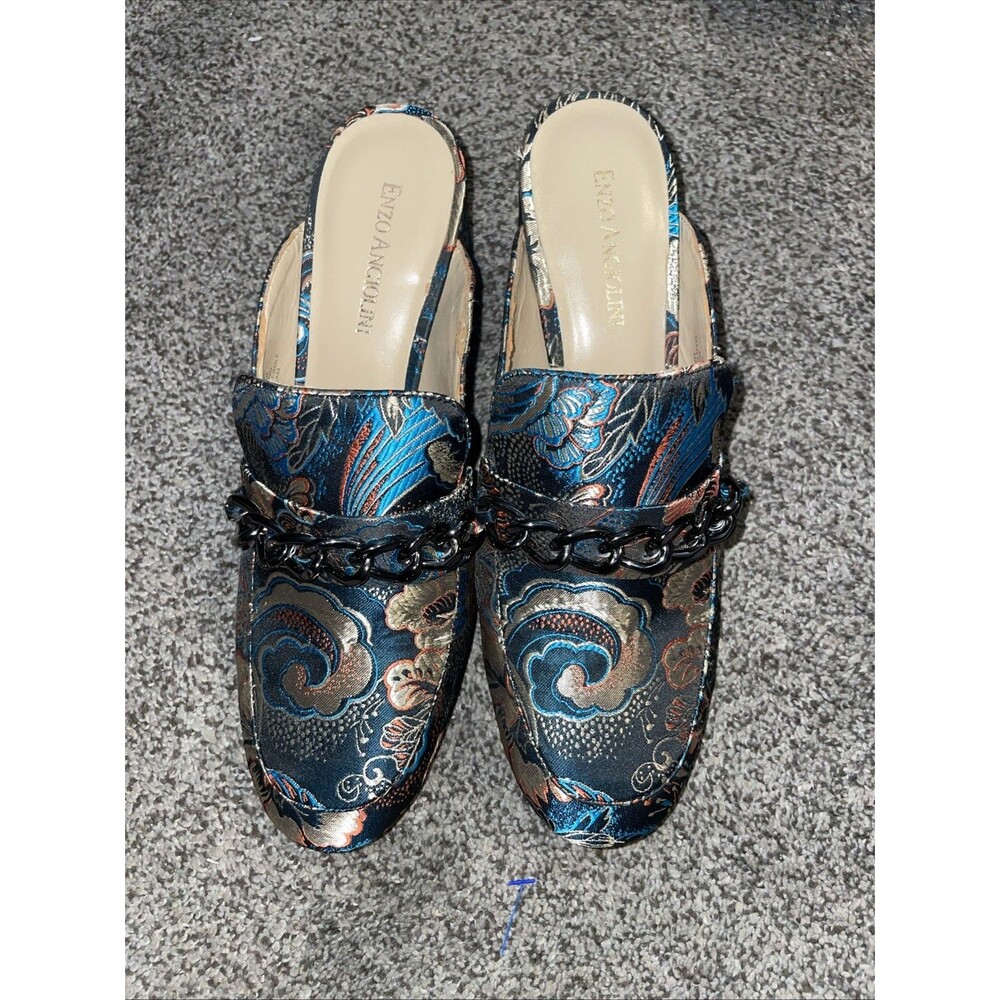 ENZO ANGIOLINI WOMENS GILIAN PAISLEY TEXTILE UPPER SLIP ON MULE SIZE 7.5 M